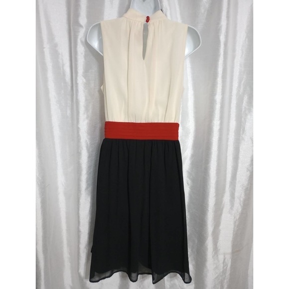 Classy FERVOUR Black Red Ivory Party Dress w pearl buttons - Picture 3 of 9